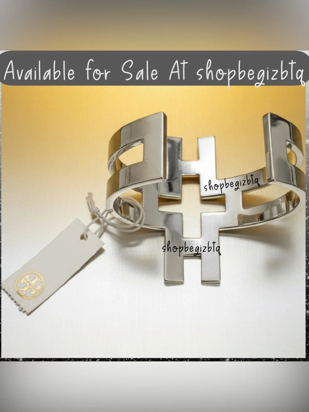Authentic NWT Tory Burch Bold Statement Polished Silver Hicks Large Cuff Bracele